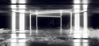 Daire Neon sanal gerçeklik karanlık Grunge beton adam duman