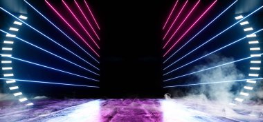 Neon inşaat karanlık Grunge beton arka plan asfalt duman 