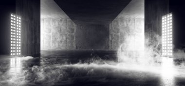 Duman soyut Neon karanlık Grunge beton arka plan asfalt Hall