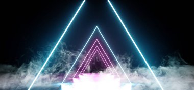 Neon karanlık Grunge beton arka plan asfalt optik Illus duman