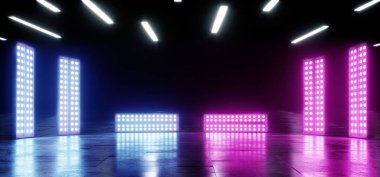 Grunge beton a mavi mor canlı arka plan parlak neon