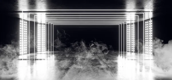 Nebelkreis Neon Virtual Reality dunkler Grunge Betonhintergrund — Stockfoto