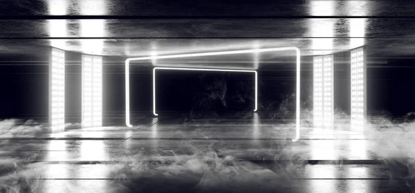Smoke Circle Neon Virtual Reality Dark Grunge Concrete Backgroun