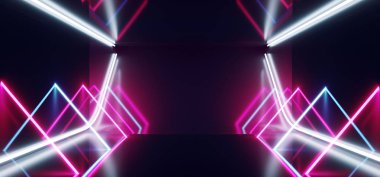 Merhaba Tech Neon lazer teknik arka plan koyu yansıtıcı Oda parlak 