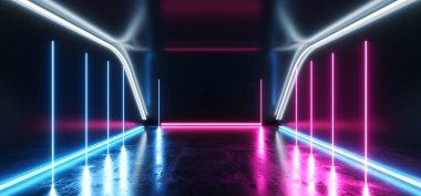 Merhaba Tech Neon lazer teknik arka plan koyu yansıtıcı Oda Gl hatları