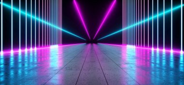 Neon Futursitic arka plan Sci Fi Fluo mor mavi parlak lazer