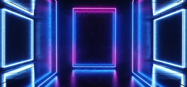 Retângulo em forma de neon Sci Fi Futurista Club Dance Stage Neon La — Fotografia de Stock