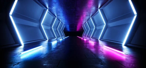 Futurisztikus Sci Fi idegen űrhajó Neon lézer Led lila kék Glo — Stock Fotó