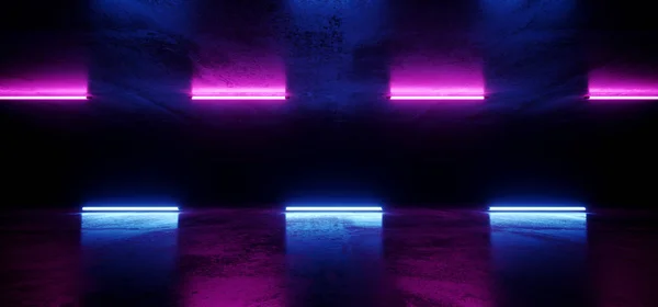 Zement futuristische Science-Fiction-Neon glühende Laser fluoreszierende retro bl — Stockfoto