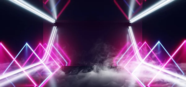 Merhaba Tech Neon lazer teknik arka plan koyu yansıtıcı Oda Gl duman — Stok fotoğraf