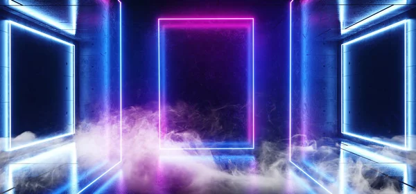 Neon Sci Fi fütüristik Club Dan duman sis Buhar dikdörtgen şeklinde — Stok fotoğraf