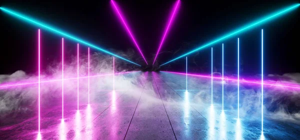Fumaça neblina vapor retângulo em forma de neon ficção futurista clube Dan — Fotografia de Stock
