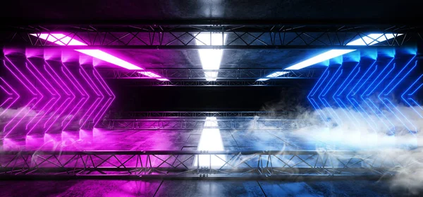 Röka Laser futuristiska Retro Neon glödande pilen formade lila Bl — Stockfoto
