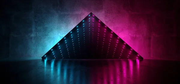 Neon brilhante levou laser realidade virtual ilusão óptica infinito — Fotografia de Stock