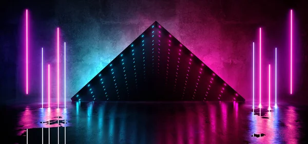 Neon brilhante levou laser realidade virtual ilusão óptica infinito — Fotografia de Stock
