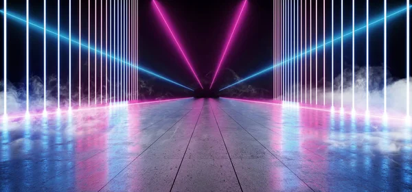Smoke Cement Sci Fi Futuristic Concrete Neon Laser Led Vibrant G — Stock Photo, Image