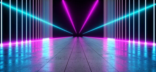 Laser Neon Futursitic Latar Belakang Sci Fi Purple Blue Glowing Fluo — Stok Foto