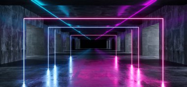 Karanlık boş Sci Fi fütüristik arka plan uzun garaj Underground 