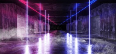 Boş Sci Fi fütüristik Retro Floresan ışık saçan Rectang duman