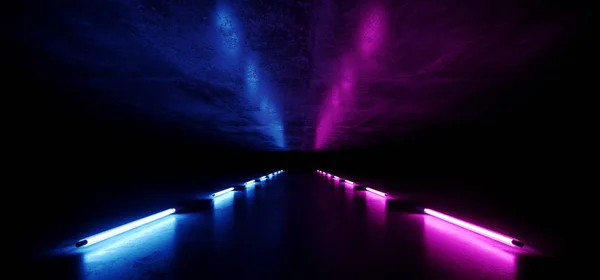 Futuristic Neon Glowing Track Path Laser Led Lights Vibrant Blue