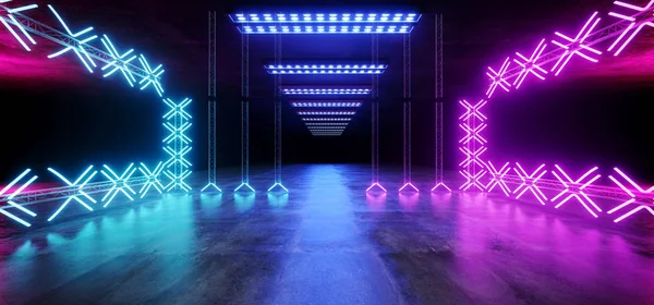 Science-Fiction-Asphalt futuristische Tanzbühne leere Metallkonstruktion — Stockfoto