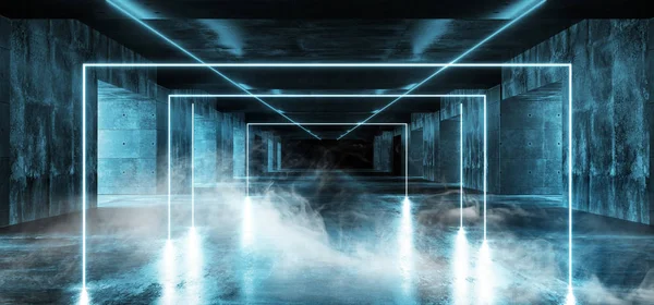 Fumaça azul vazio Sci Fi Futurista Retro fluorescente Luminoso Re — Fotografia de Stock