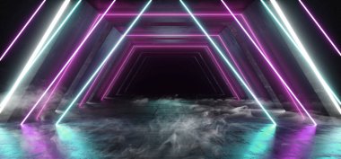 Sci Fi Neon mor mavi canlı sanal gerçeklik Cy parlayan duman