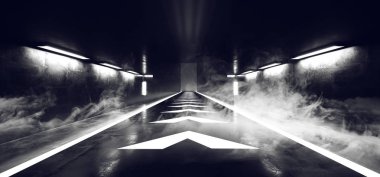 Boş Grunge beton Sci Fi fütüristik karanlık uzaylı Spacesh duman