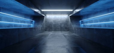 Fütüristik Sci Fi Neon florasan canlı sanal gerçeklik mavi 