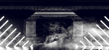 Duman duman Sci Fi beyaz sanal gerçeklik Cyber parlak Neon yakmaya