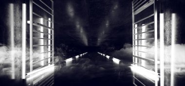Sci Fi Neon beyaz sanal gerçeklik Cyber lazer gösterisi parlayan duman