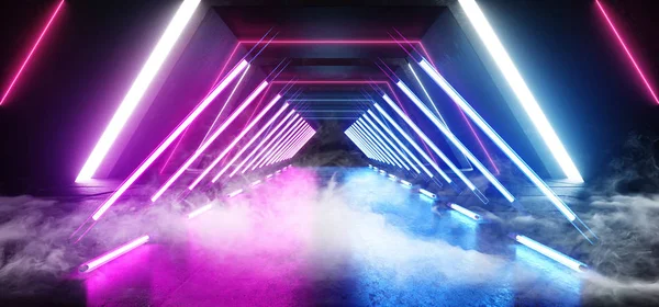 サイファイ ネオン輝く紫色青い鮮やかな仮想現実の Cy の煙します。 — ストック写真