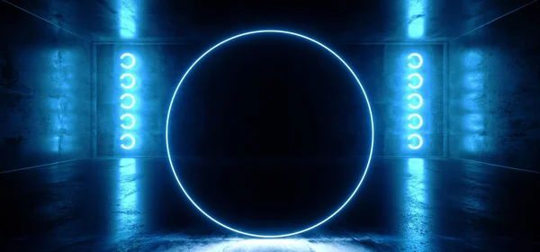 Kruh ve tvaru Neon svítí modré živé virtuální realita Cyber Da — Stock fotografie