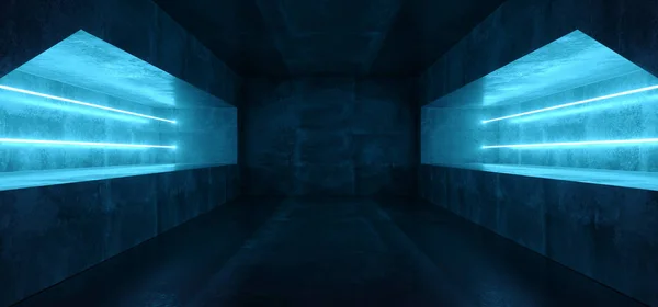 Futurisztikus Sci Fi Neon fénycső, élénk, virtuális valóság kék — Stock Fotó
