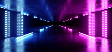 Sanal gerçeklik Neon parlayan Sci Fi fütüristik uzay gemisi karanlık Em