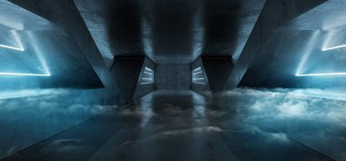 Sis Sci Fi futuristik hareketli mavi sanal gerçeklik lazer A duman