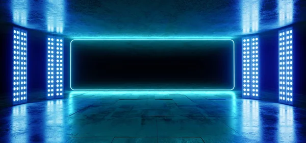 Sanal gerçeklik Neon parlayan Sci Fi fütüristik uzay gemisi karanlık Em — Stok fotoğraf