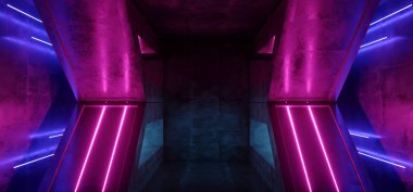 Sci Fi Neon floresan Retro parlayan mor mavi Alien Spaceshi