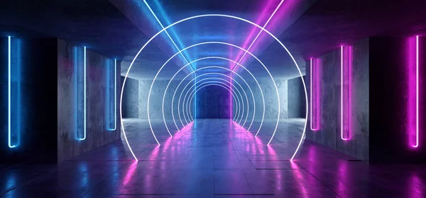 Sci Fi Cirlce Track Path Neon Cyber Futuristic Modern Retro Alie