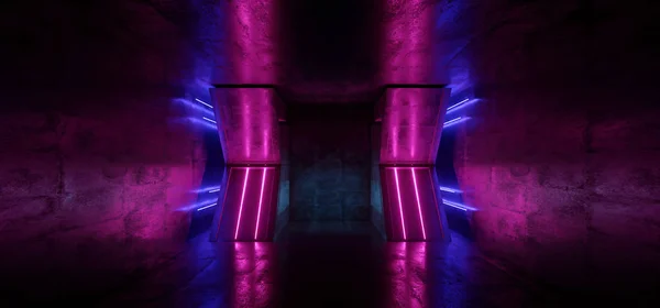 Sci Fi Neon floresan Retro parlayan mor mavi Alien Spaceshi — Stok fotoğraf