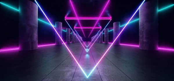 Triangle Pyramid Columns Neon Glowing Sci Fi Purple Blue Futuris