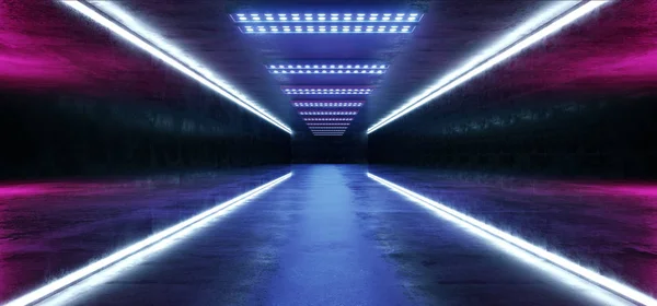 Vonalak neon Path izzó sci fi lila kék futurisztikus beton E — Stock Fotó