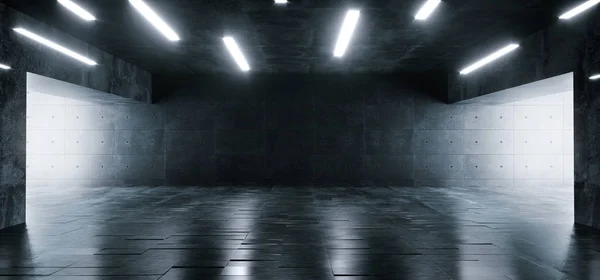 Grunge betonu Bright Sci Fi Nowoczesna pusta hala garaż tunel co — Zdjęcie stockowe