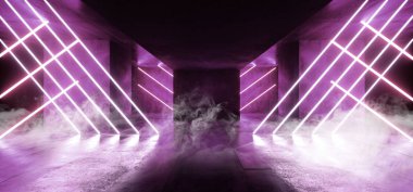 Sanal Sci Fi floresan Neon Cyber fütüristik Modern Re duman