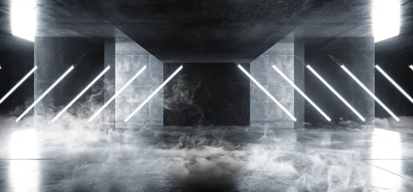 Smoke Steam Fog Triangle Pyramid Neon Glowing Sci Fi Blue White — Stock Photo, Image