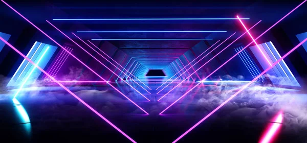Sis üçgen piramit Neon parlayan Sci Fi mor duman mavi Futur