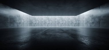 Karanlık boş beton çimento Grunge yansıtıcı garaj Underground 