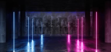 Karanlık boş Sci Fi fütüristik beton Hall garaj yeraltı Ro