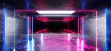 Boş Sci Fi fütüristik beton Hall garaj yeraltı Oda Ne