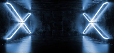 Karanlık Sci Fi fütüristik sanal gerçeklik sahne boş Hall garaj H